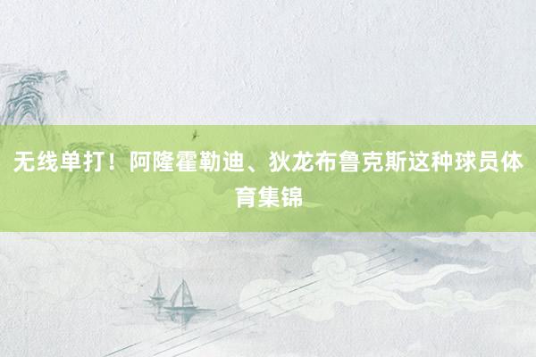 无线单打！阿隆霍勒迪、狄龙布鲁克斯这种球员体育集锦