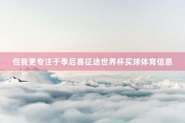 但我更专注于季后赛征途世界杯买球体育信息