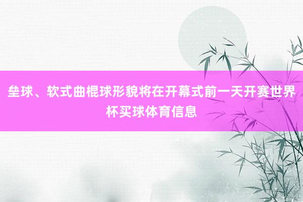 垒球、软式曲棍球形貌将在开幕式前一天开赛世界杯买球体育信息