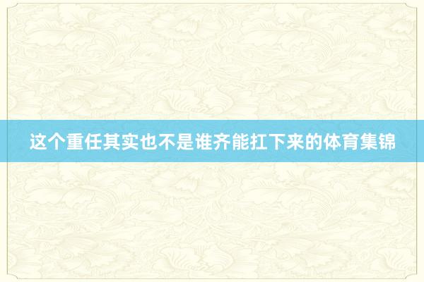 这个重任其实也不是谁齐能扛下来的体育集锦