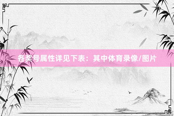 各奖号属性详见下表: 其中体育录像/图片