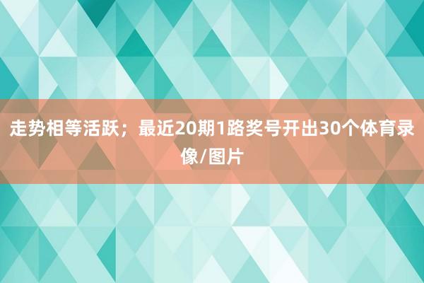 走势相等活跃；最近20期1路奖号开出30个体育录像/图片
