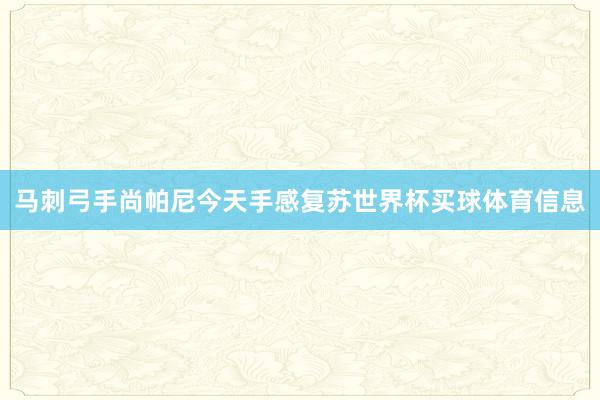 马刺弓手尚帕尼今天手感复苏世界杯买球体育信息